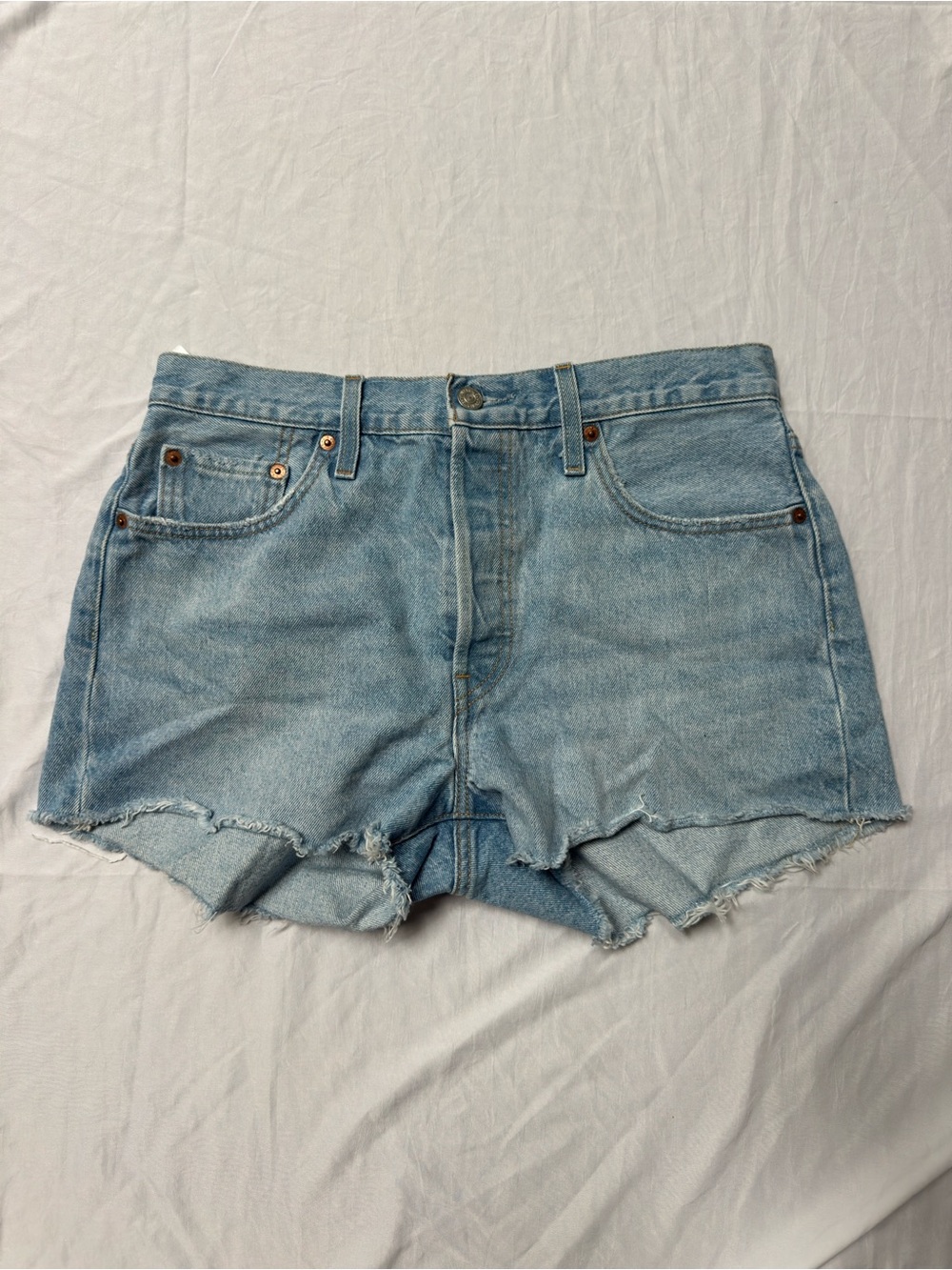 Levi's Light Blue High-Rise Cutoff Denim Shorts